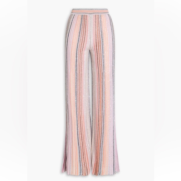 Missoni Pants - Missoni Pink Knit Sequin Striped Pants